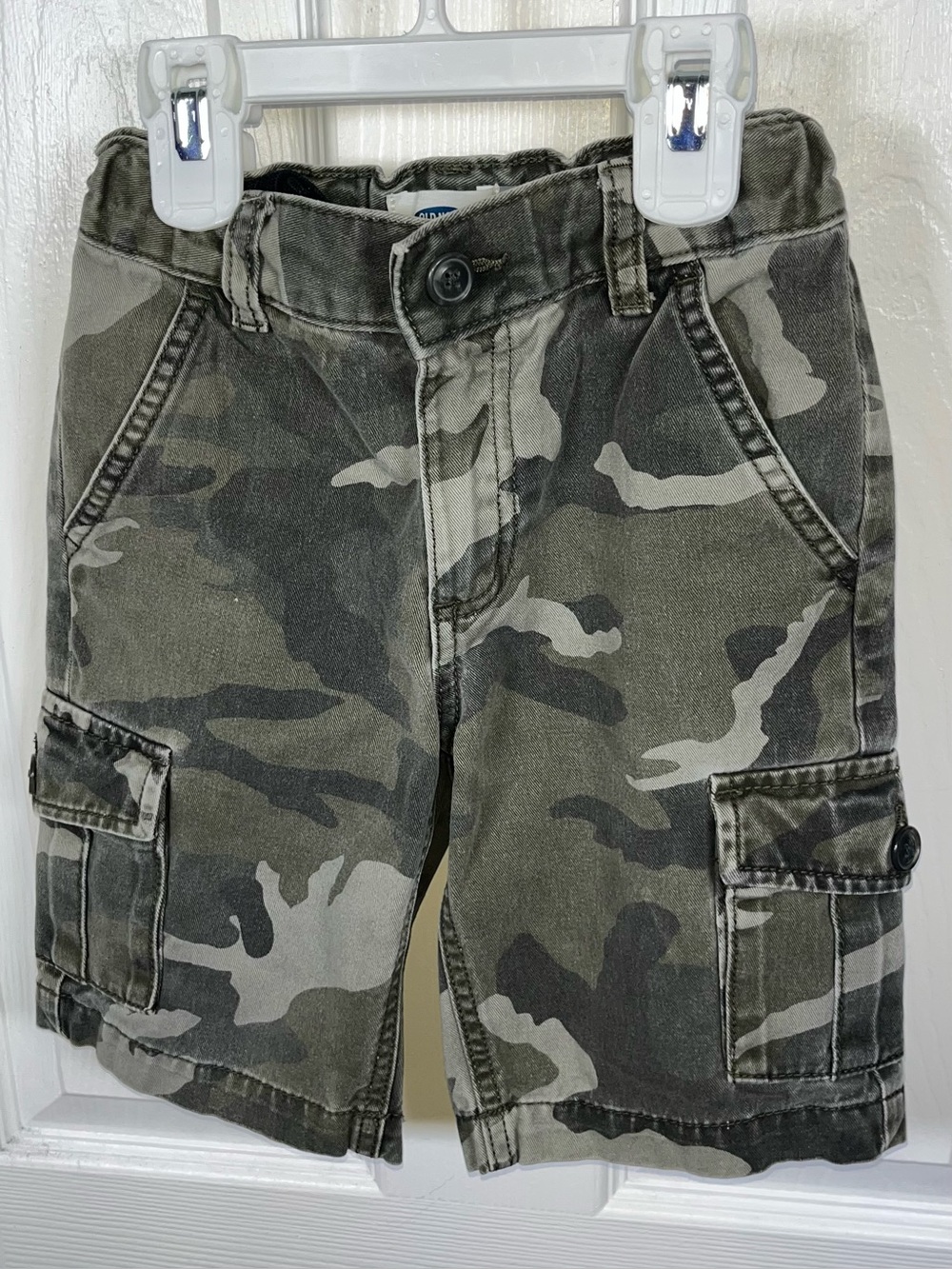 Old Navy Boys Size 6 Camouflage Camo Cargo Shorts Green Gray 100% Cotton